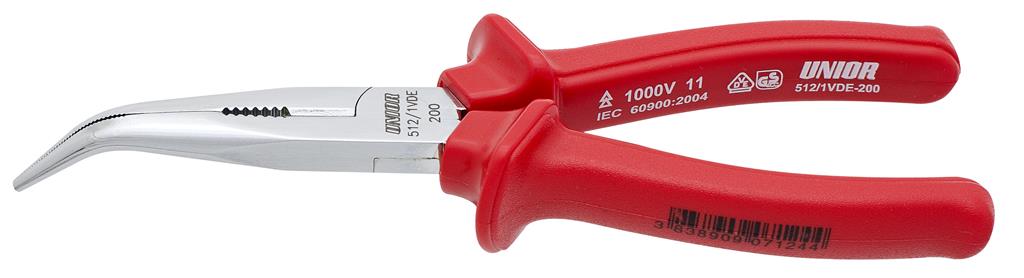 UNIOR - LONG NOSE PLIERS WITH SIDE CUTTER AND PIPE GRIP, BENT