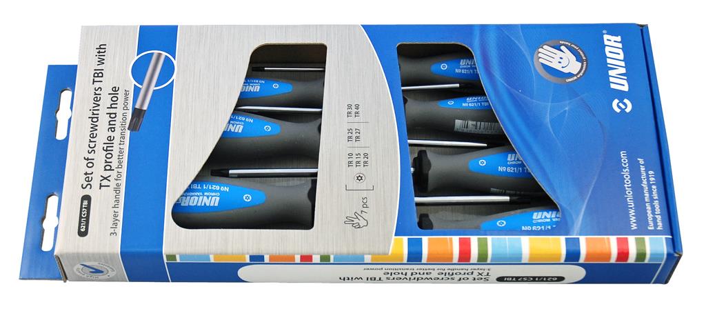 UNIOR - SET SCHROEVENDRAAIERS TBI TORX MET GAATJE