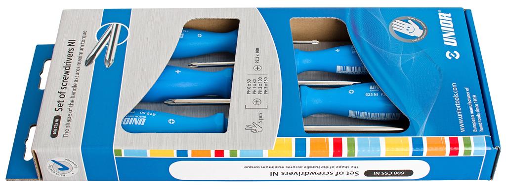 UNIOR - SET OF SCREWDRIVERS NI PHILIPS-POZIDRIVE