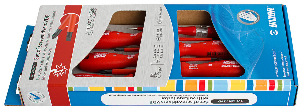 UNIOR - SCREWDRIVER SET VDE WITH VOLTAGE TESTER