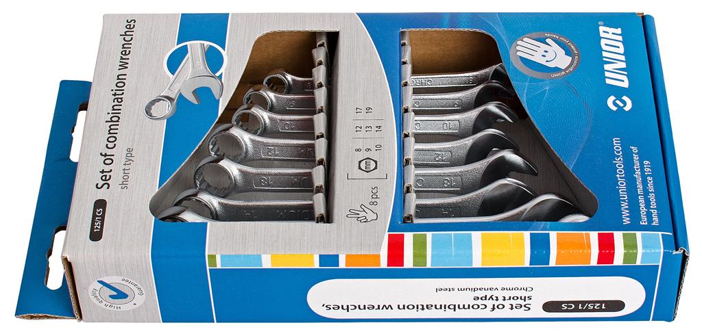 UNIOR - SET OF COMBINATION WRENCHES, SHORT TYPE IN CARTON BOX