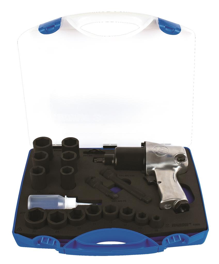 UNIOR - IMPACT WRENCH AND SOCKET SET 1/2" IN PLASTIC BOX