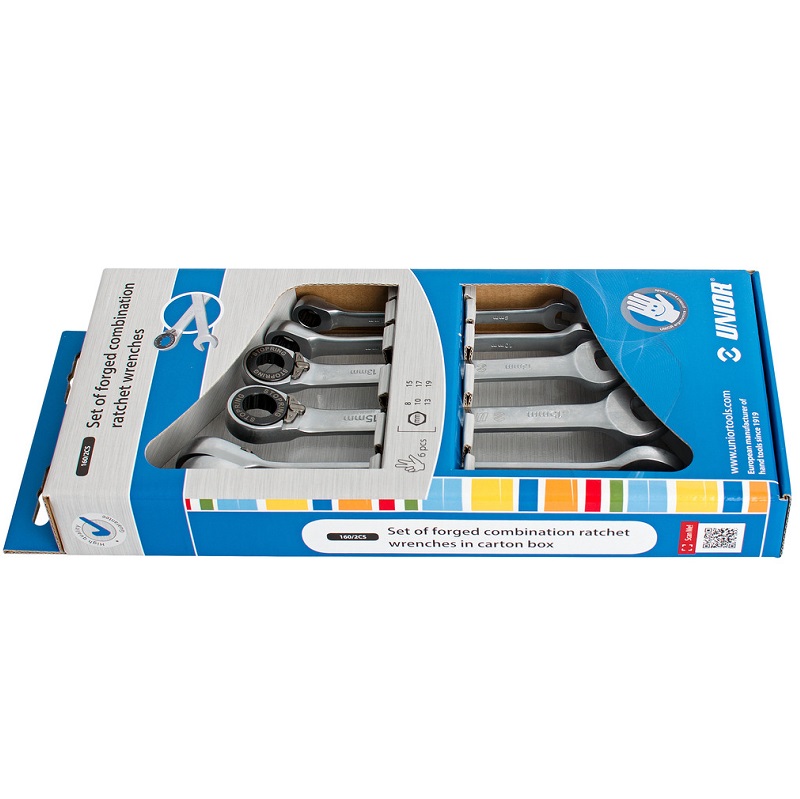 UNIOR - SET OF RATCHET COMBINATION WRENCHES IN CARTON BOX