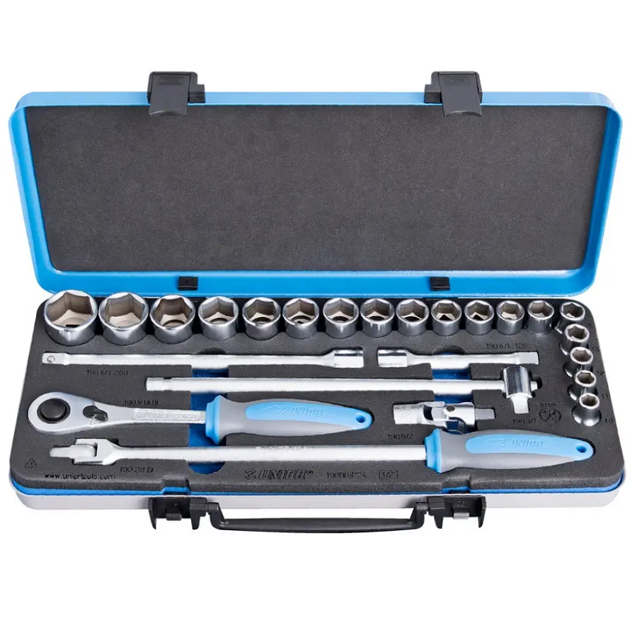 UNIOR - SOCKET SET 1/2" IN METAL BOX