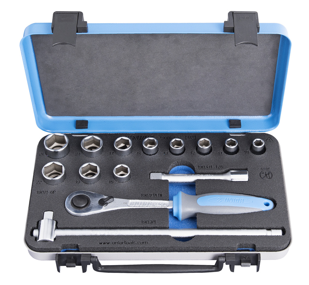 UNIOR - SOCKET SET 1/2" IN METAL BOX