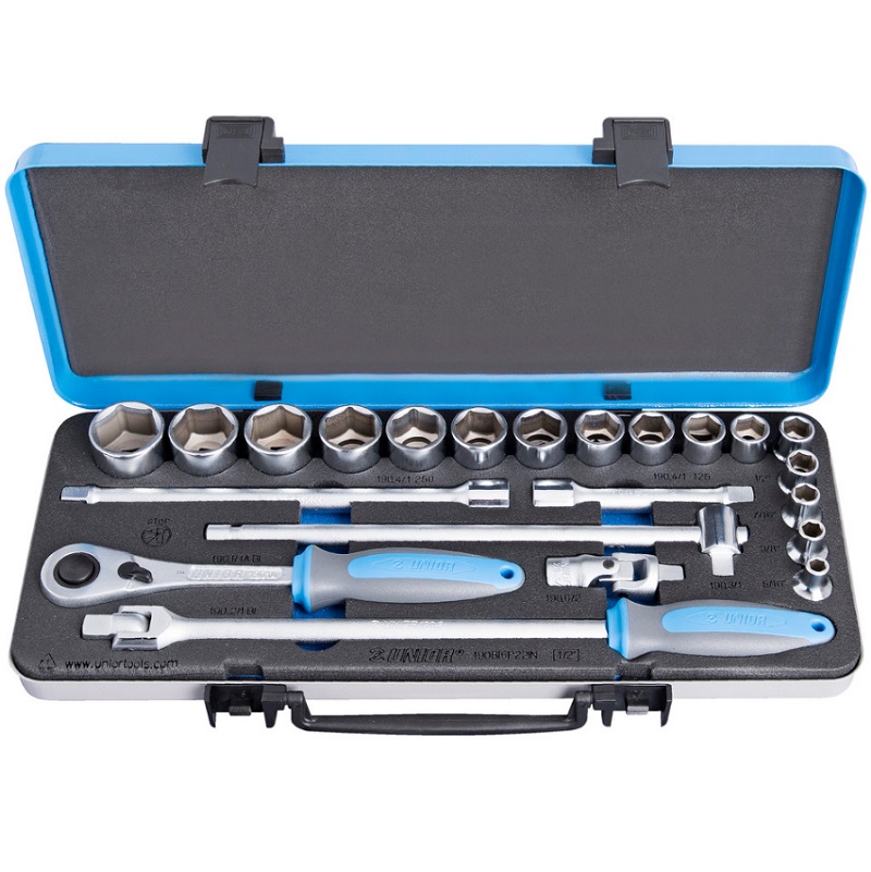 UNIOR - SOCKET SET 1/2" IN METAL BOX
