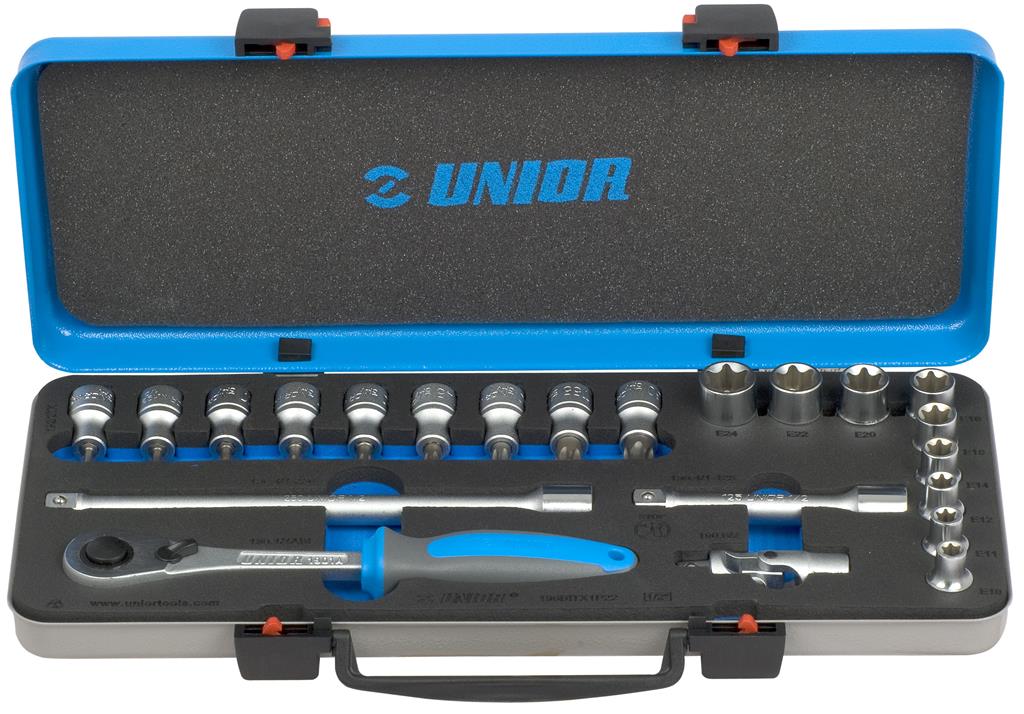 UNIOR - SOCKET SET 1/2" IN METAL BOX