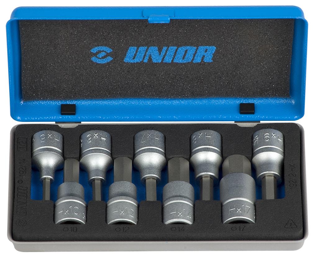 UNIOR - HEXAGONAL SCREWDRIVER SOCKET SET 1/2" IN METAL BOX