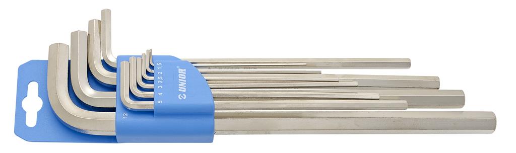 UNIOR - SET OF HEX WRENCHES, LONG TYPE ON PLASTIC CLIP