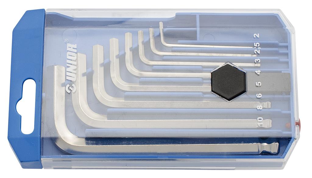 UNIOR - SET OF BALL-END HEX WRENCHES, LONG TYPE IN PLASTIC BOX