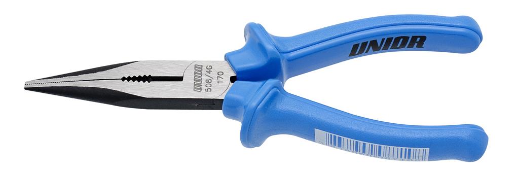 UNIOR - LONG NOSE PLIERS WITH SIDE CUTTER AND PIPE GRIP, STRAIGHT