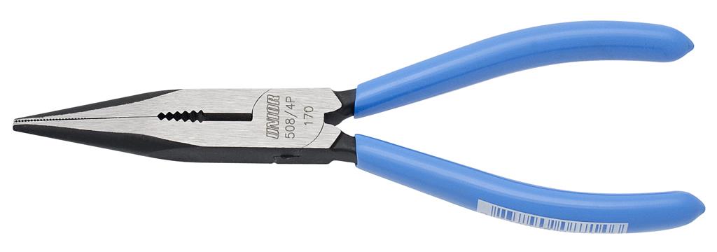 UNIOR - LONG NOSE PLIERS WITH SIDE CUTTER AND PIPE GRIP, STRAIGHT
