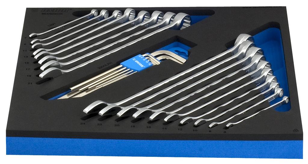 UNIOR - SET OF COMBINATION AND HEXAGON WRENCHES, LONG IN SOS TOOL TRAY