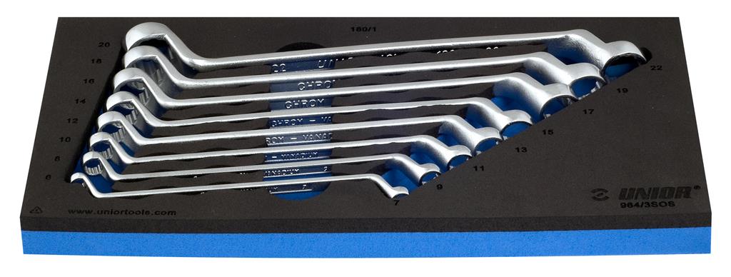 UNIOR - SET OF OFFSET RING WRENCHES IN SOS TOOL TRAY