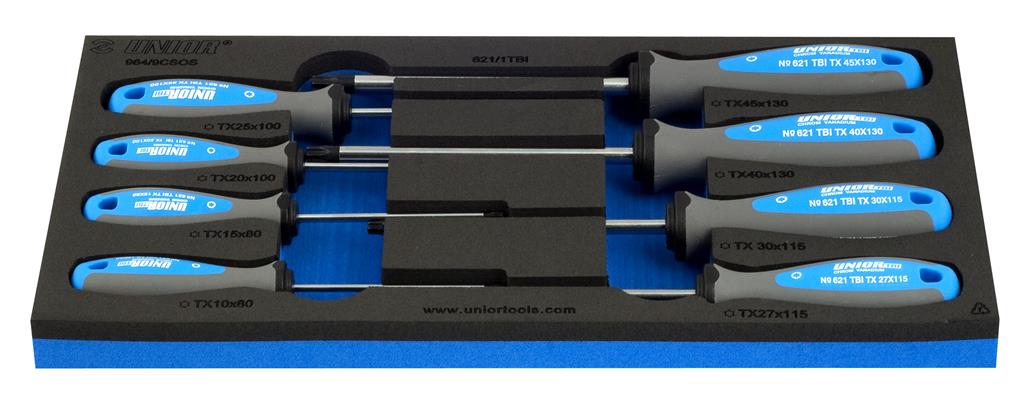 UNIOR - SET OF SCREWDRIVERS TBI WITH TX PROFILE IN SOS TOOL TRAY