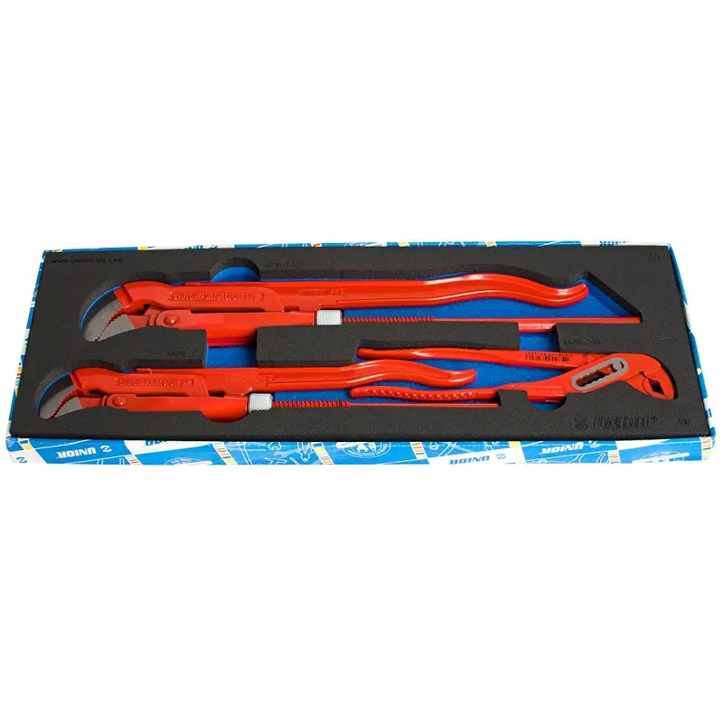 UNIOR - SET OF PIPE WRENCHES AND WATERPUMP BOX JOINT PLIERS IN CARTON BOX