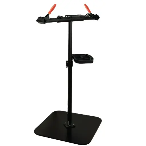 [13.BIKE.1693.C.R] UNIOR BIKE - STAND DE REPARATION À DOUBLE PINCE AVEC PLAQUE