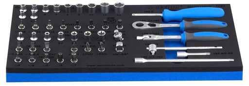 [13.964.5.SOS] UNIOR - SET OF 1/4" SOCKET WRENCHES WITH ACCESSORIES IN SOS TOOL TRAY