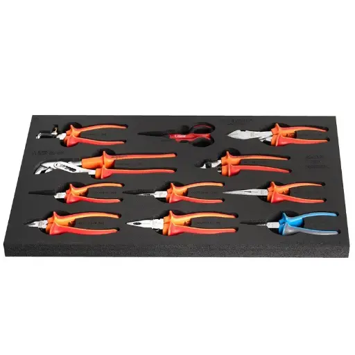 [13.964.VDE.3.BI] UNIOR - SET OF INSULATED PLIERS IN TOOL TRAY