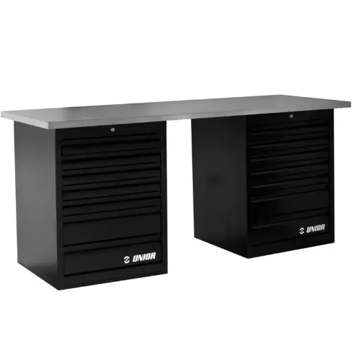 [13.BLACK.990.TB2] UNIOR - TECHNISCHE WERKBANK MET TWEE BREDE KASTEN